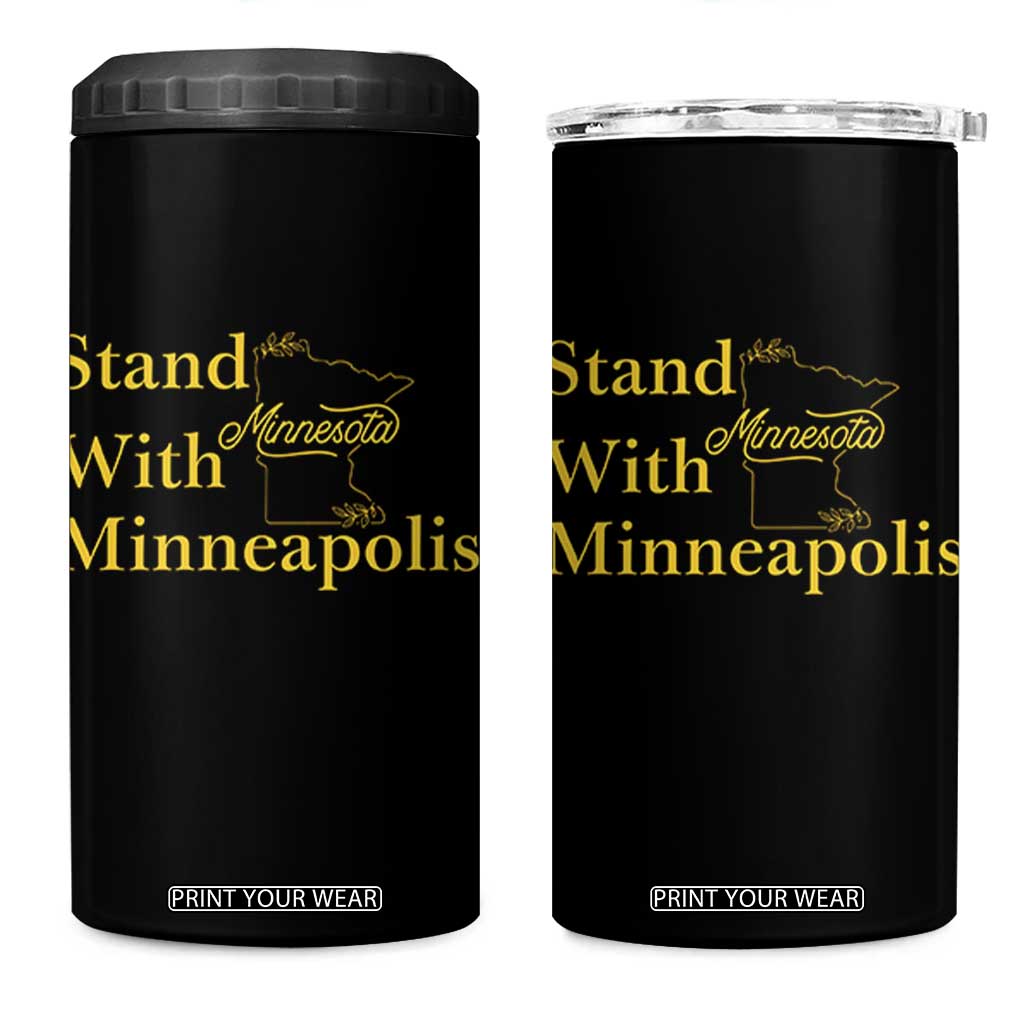 Stand With Minneapolis 4 in 1 Can Cooler Tumbler Community And Social Justice Gift TS12 One Size: 16 oz Black Print Your Wear