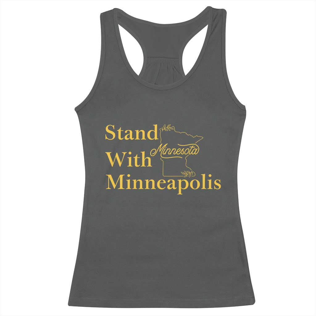 Stand With Minneapolis Racerback Tank Top Community And Social Justice Gift TS12 Dark Heather Print Your Wear