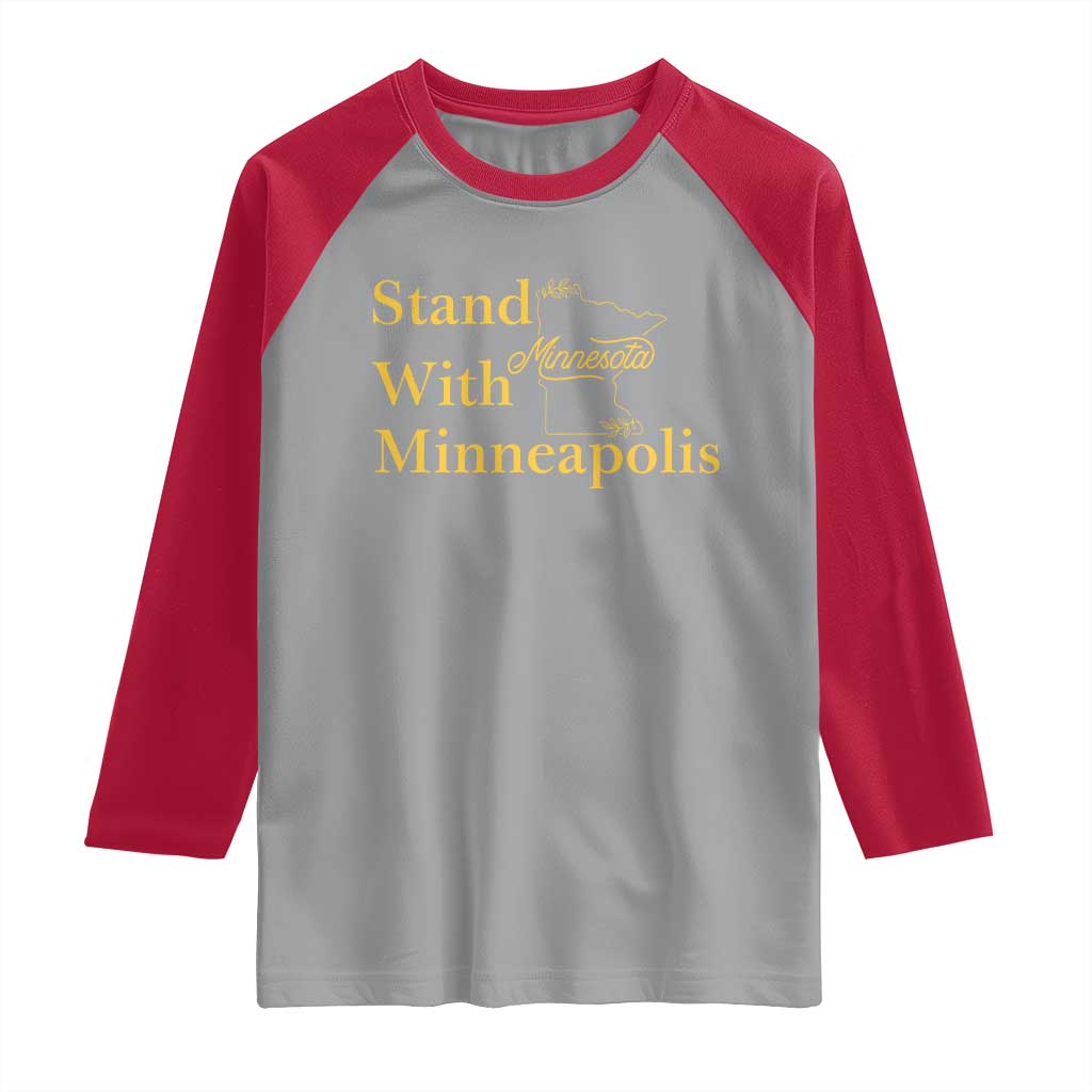 Stand With Minneapolis Raglan Shirt Community And Social Justice Gift TS12 Sport Gray Red Print Your Wear