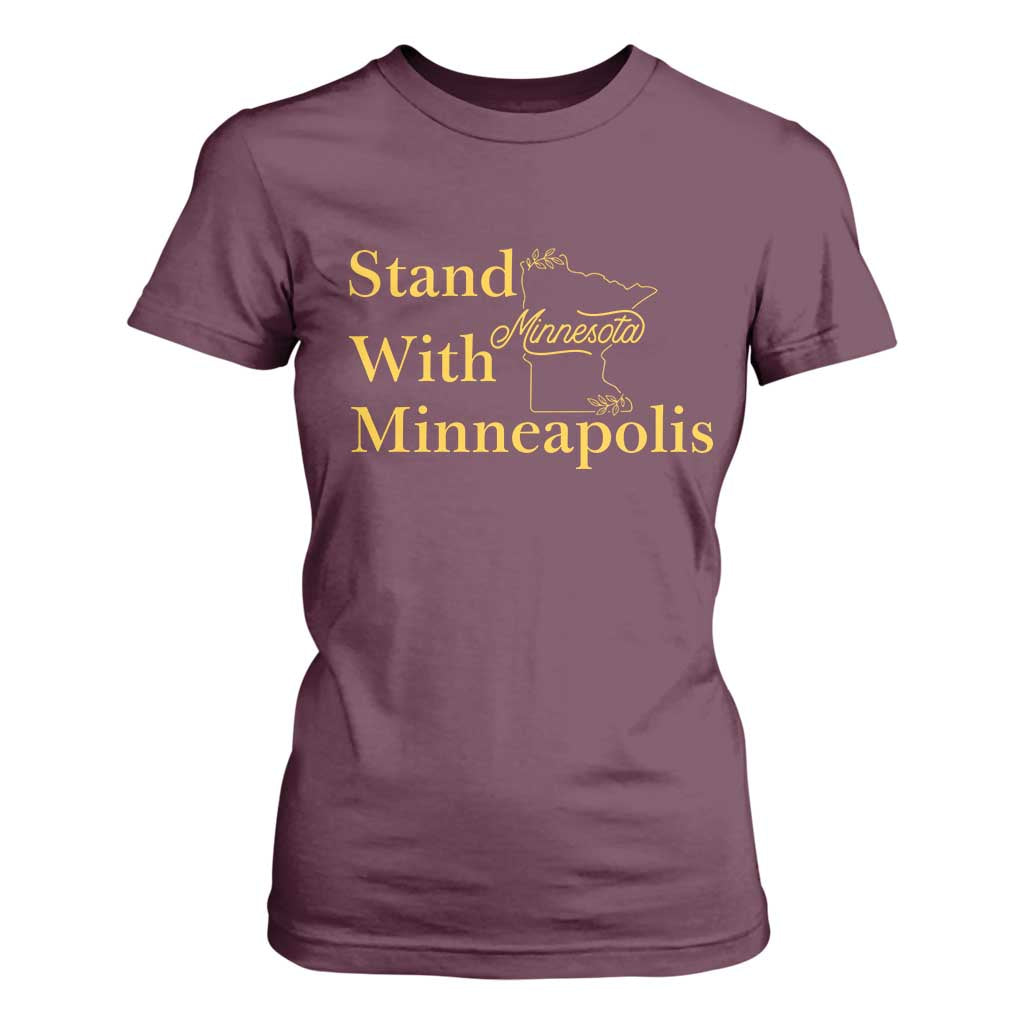 Stand With Minneapolis T Shirt For Women Community And Social Justice Gift TS12 Maroon Print Your Wear