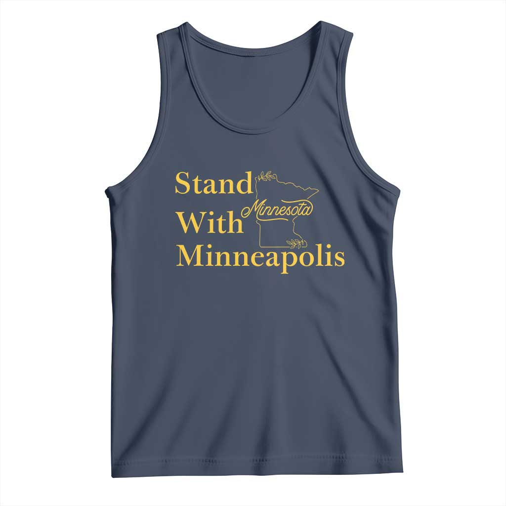 Stand With Minneapolis Tank Top Community And Social Justice Gift TS12 Navy Print Your Wear