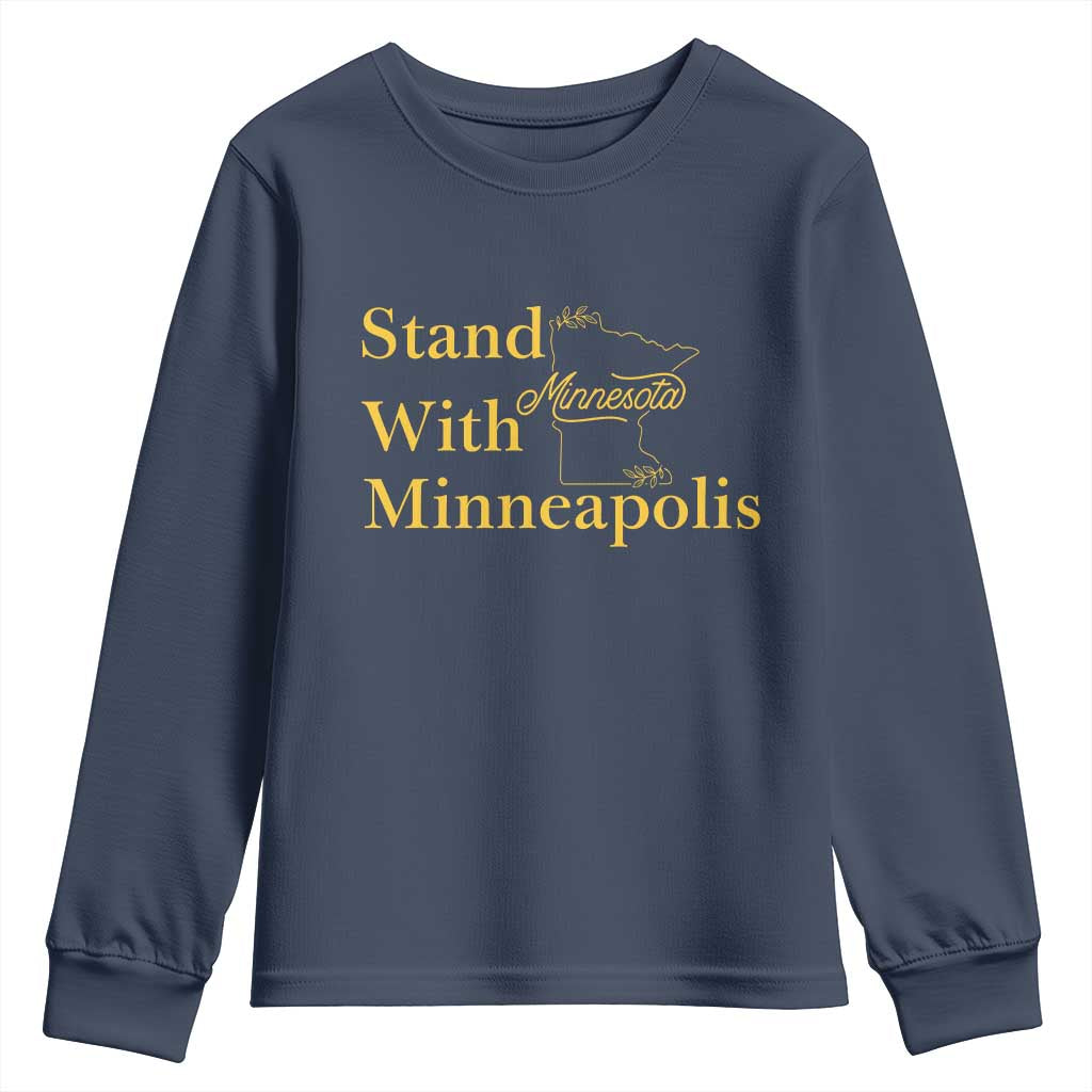 Stand With Minneapolis Youth Sweatshirt Community And Social Justice Gift TS12 Navy Print Your Wear