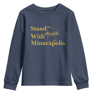 Stand With Minneapolis Youth Sweatshirt Community And Social Justice Gift TS12 Navy Print Your Wear