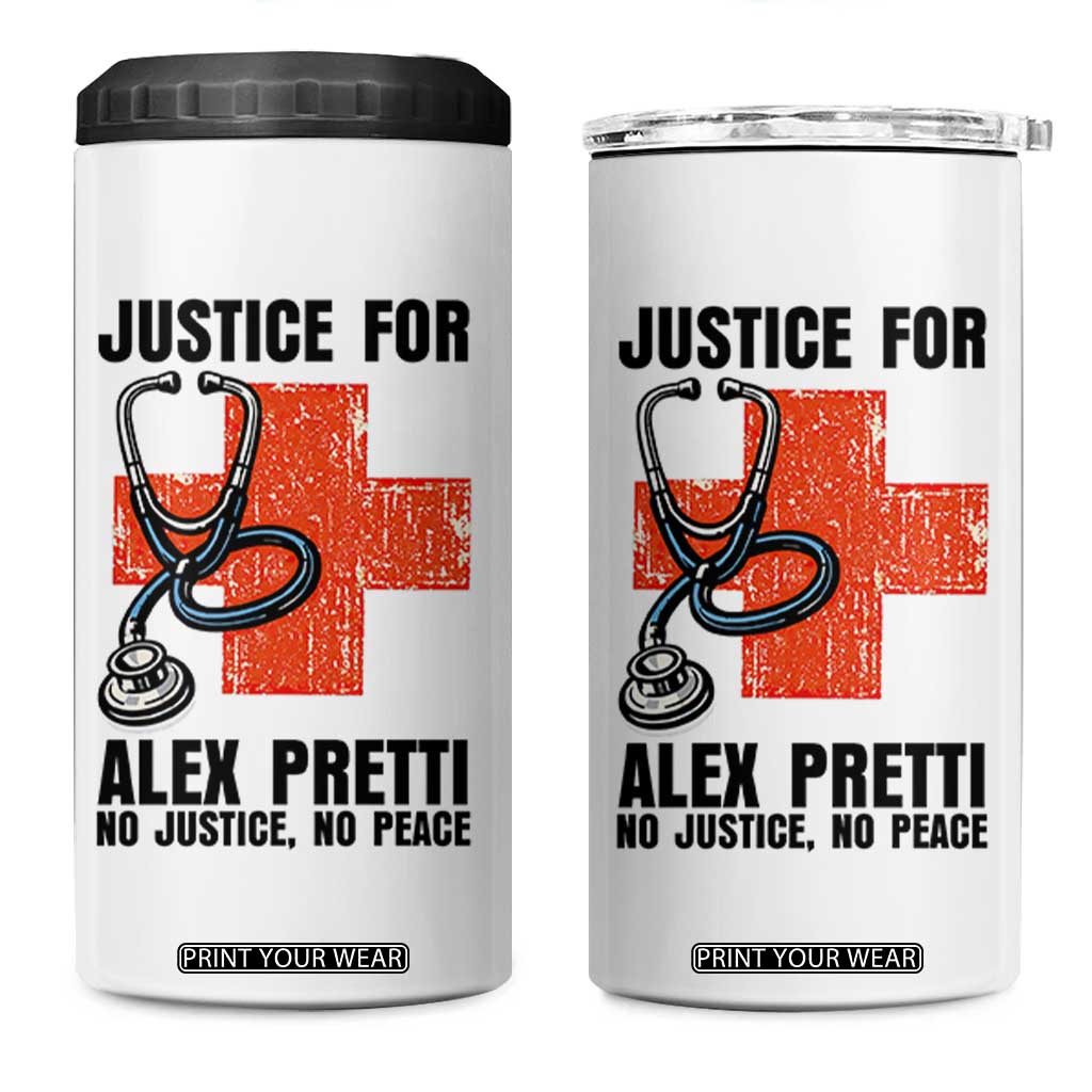 Justice For Alex Pretti 4 in 1 Can Cooler Tumbler Minneapolis Support Gift TS12 One Size: 16 oz White Print Your Wear