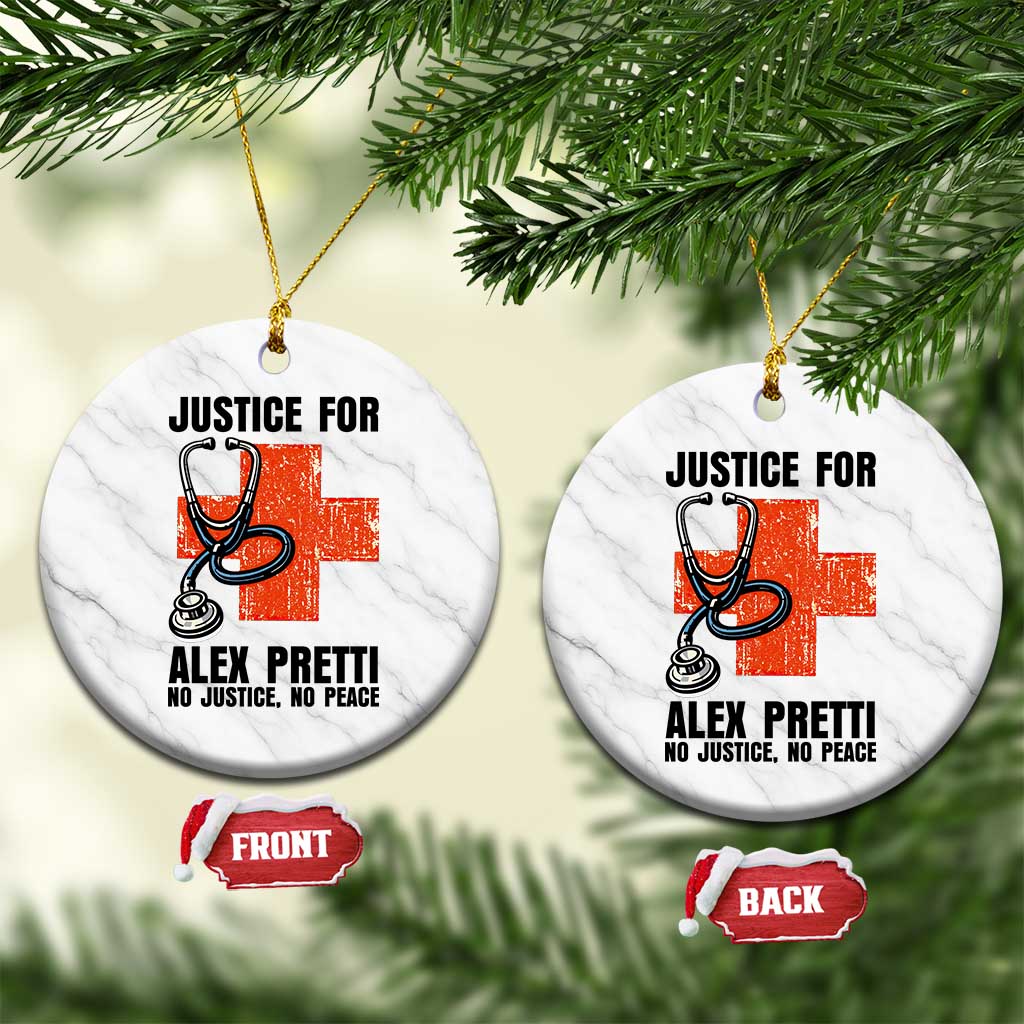 Justice For Alex Pretti Ceramic Ornament Minneapolis Support Gift TS12 1pc White Marble Print Your Wear