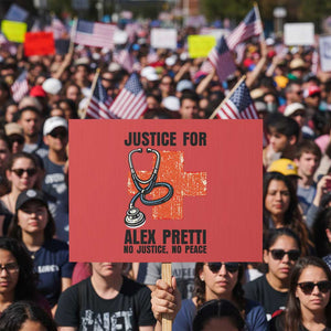 Justice For Alex Pretti Protest Sign Minneapolis Support Gift TS12 Horizontal 18" × 24" Red Print Your Wear