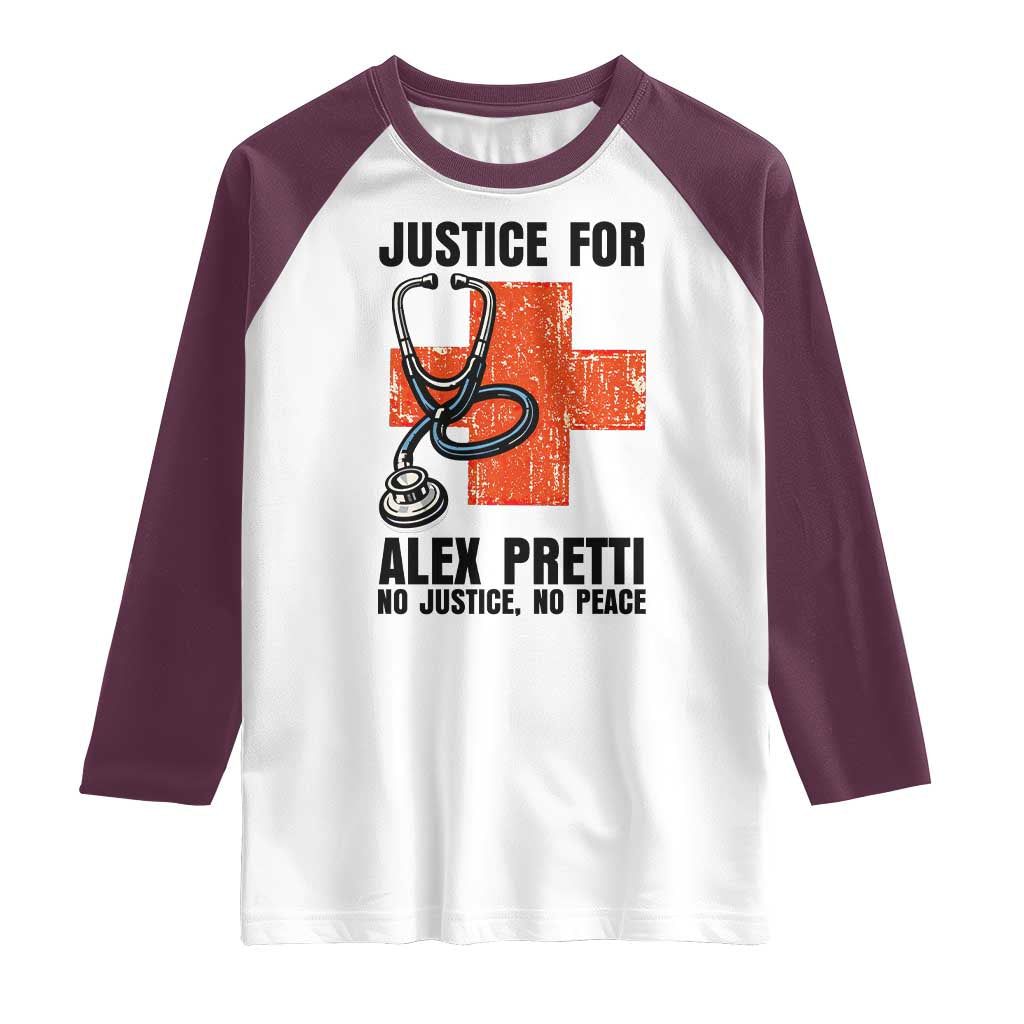 Justice For Alex Pretti Raglan Shirt Minneapolis Support Gift TS12 White Maroon Print Your Wear
