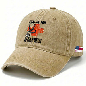 Justice For Alex Pretti Washed Cotton Baseball Cap Minneapolis Support Gift TS12 Print Your Wear
