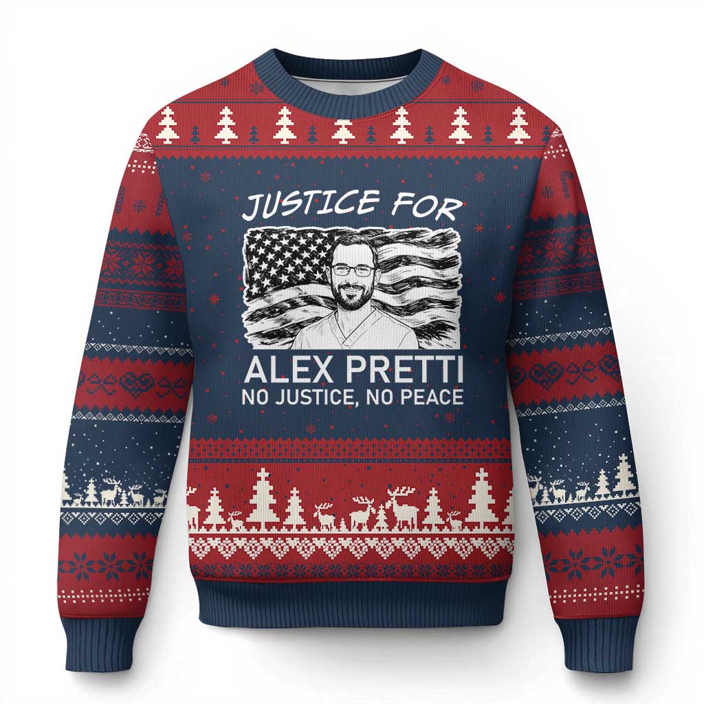 Minneapolis Strong Stand With Alex Ugly Christmas Sweater Justice And Solidarity Support Gift TS12 Navy Red Print Your Wear