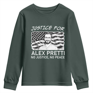 Minneapolis Strong Stand With Alex Youth Sweatshirt Justice And Solidarity Support Gift TS12 Dark Forest Green Print Your Wear