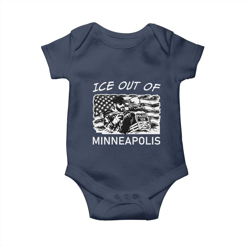 Ice Out Of Minneapolis Baby Onesie Minnesota Protest Support Gift TS12 Navy Print Your Wear