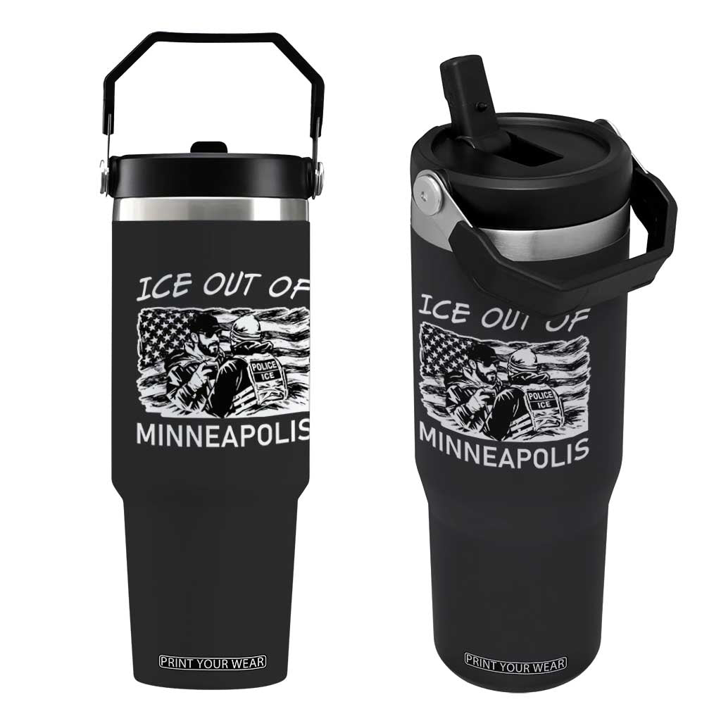 Ice Out Of Minneapolis Flip Straw Tumbler Minnesota Protest Support Gift TS12 One Size: 30 oz Black Print Your Wear