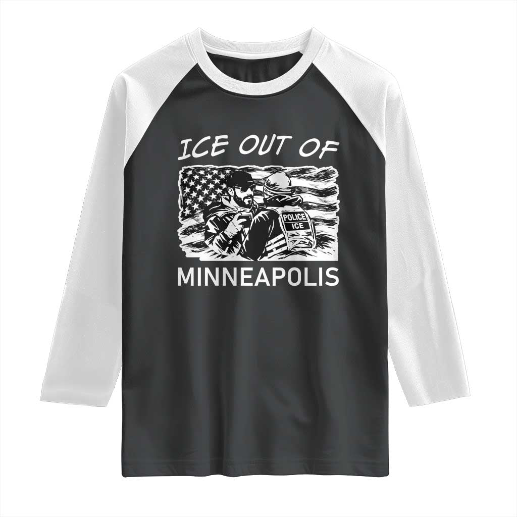 Ice Out Of Minneapolis Raglan Shirt Minnesota Protest Support Gift TS12 Black White Print Your Wear