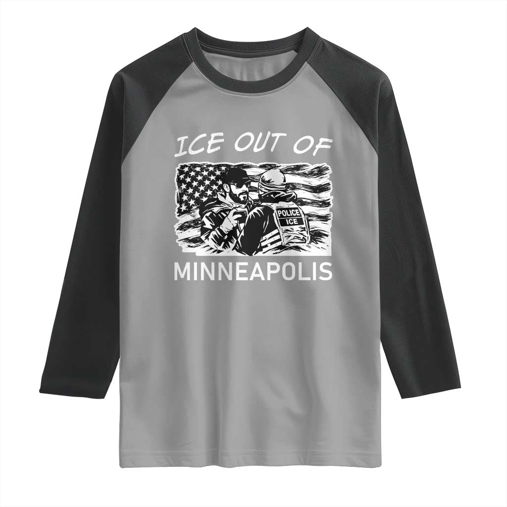 Ice Out Of Minneapolis Raglan Shirt Minnesota Protest Support Gift TS12 Sport Gray Black Print Your Wear