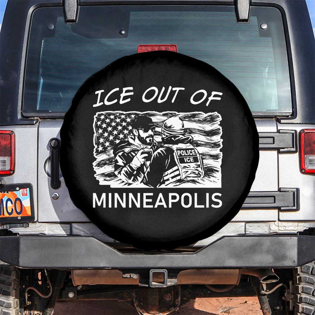 Ice Out Of Minneapolis Spare Tire Cover Minnesota Protest Support Gift TS12 No hole Black Print Your Wear