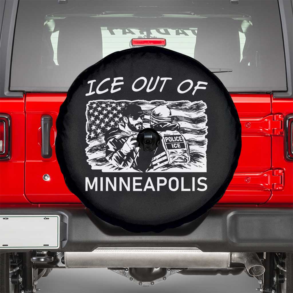 Ice Out Of Minneapolis Spare Tire Cover Minnesota Protest Support Gift TS12 Black Print Your Wear