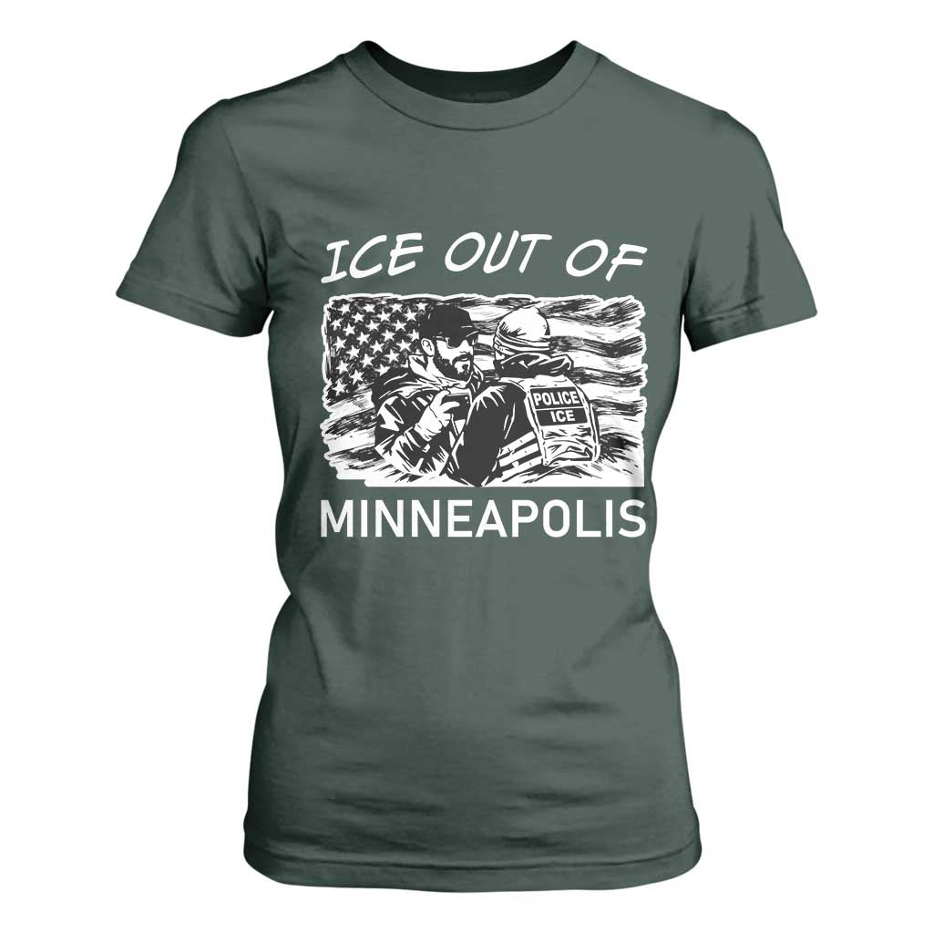 Ice Out Of Minneapolis T Shirt For Women Minnesota Protest Support Gift TS12 Dark Forest Green Print Your Wear
