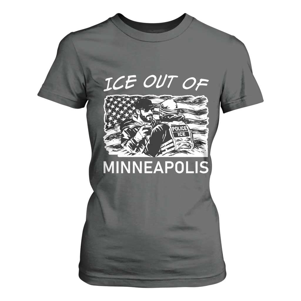 Ice Out Of Minneapolis T Shirt For Women Minnesota Protest Support Gift TS12 Dark Heather Print Your Wear