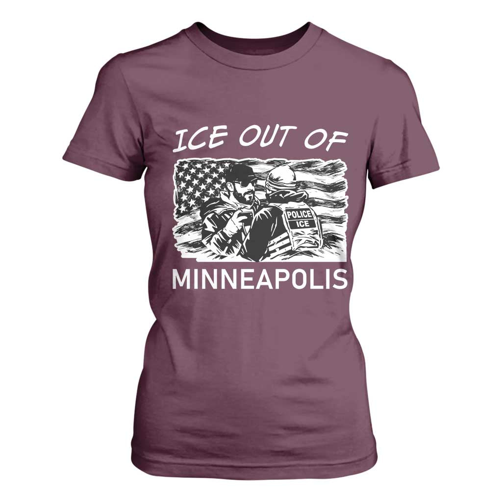 Ice Out Of Minneapolis T Shirt For Women Minnesota Protest Support Gift TS12 Maroon Print Your Wear