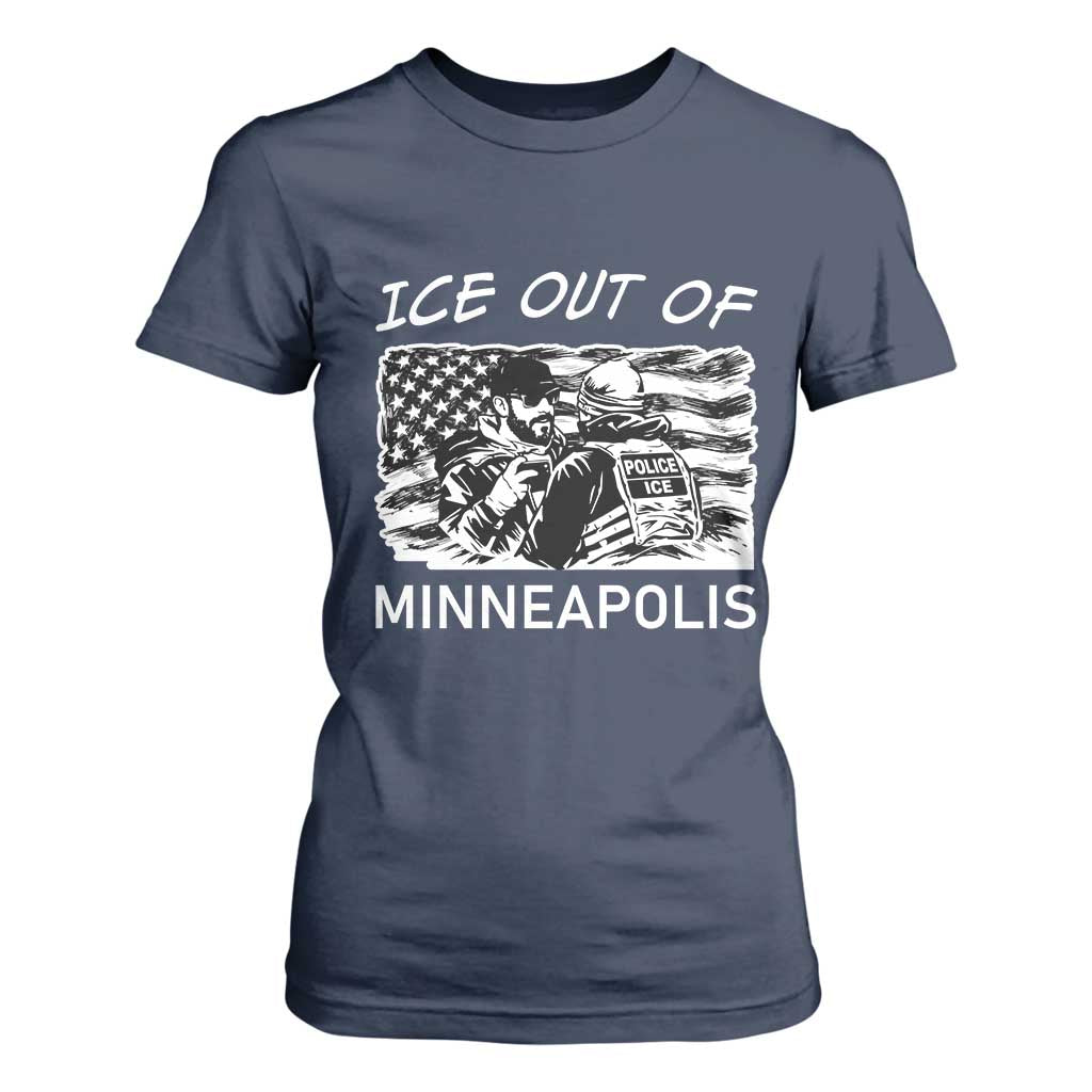 Ice Out Of Minneapolis T Shirt For Women Minnesota Protest Support Gift TS12 Navy Print Your Wear