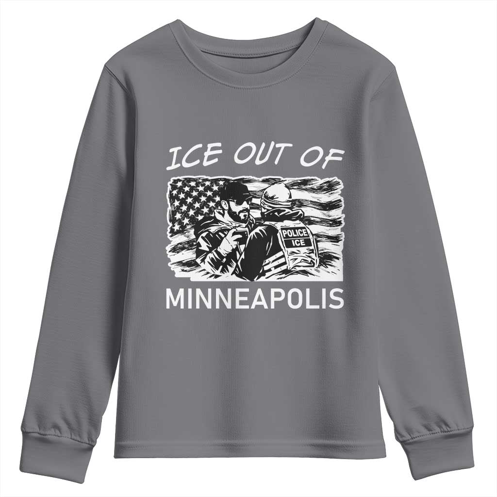 Ice Out Of Minneapolis Youth Sweatshirt Minnesota Protest Support Gift TS12 Charcoal Print Your Wear