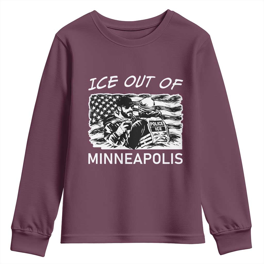 Ice Out Of Minneapolis Youth Sweatshirt Minnesota Protest Support Gift TS12 Maroon Print Your Wear