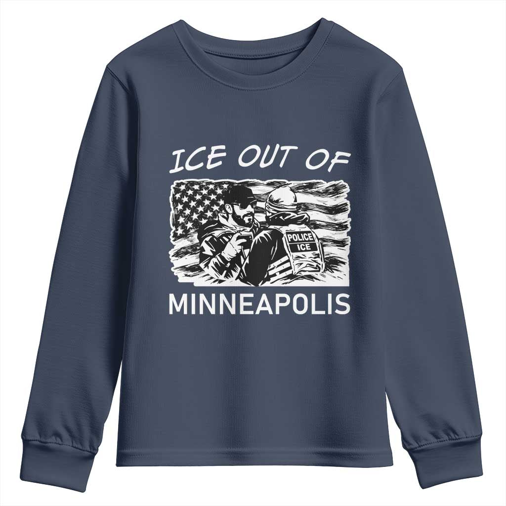 Ice Out Of Minneapolis Youth Sweatshirt Minnesota Protest Support Gift TS12 Navy Print Your Wear