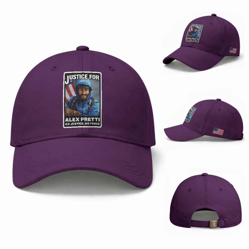 Justice For Alex Pretti Baseball Cap Minneapolis USA Support Gift TS12 Baseball Cap Universal Fit Purple Print Your Wear