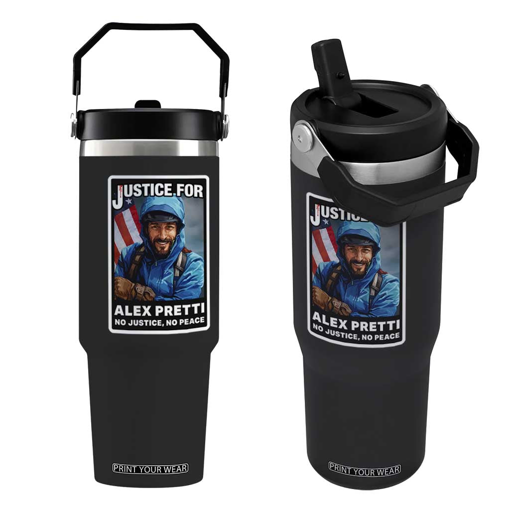 Justice For Alex Pretti Flip Straw Tumbler Minneapolis USA Support Gift TS12 One Size: 30 oz Black Print Your Wear
