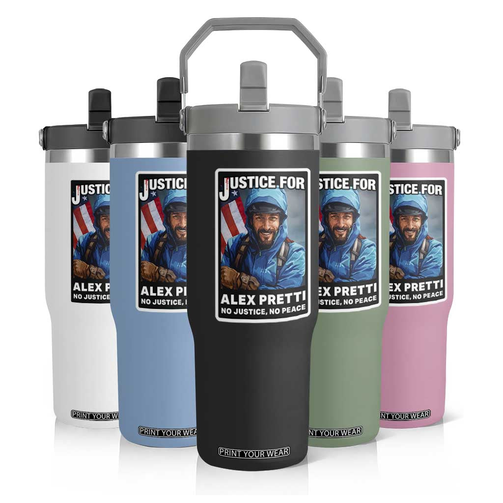 Justice For Alex Pretti Flip Straw Tumbler Minneapolis USA Support Gift TS12 Print Your Wear
