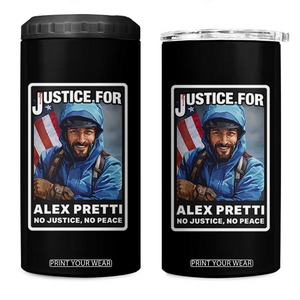 Justice For Alex Pretti 4 in 1 Can Cooler Tumbler Minneapolis USA Support Gift TS12 One Size: 16 oz Black Print Your Wear