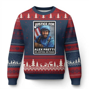 Justice For Alex Pretti Ugly Christmas Sweater Minneapolis USA Support Gift TS12 Navy Red Print Your Wear