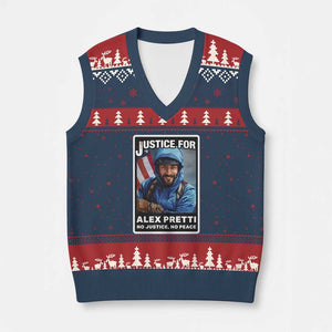 Justice For Alex Pretti V-Neck Knit Sweater Vest Minneapolis USA Support Gift TS12 Navy Red Print Your Wear