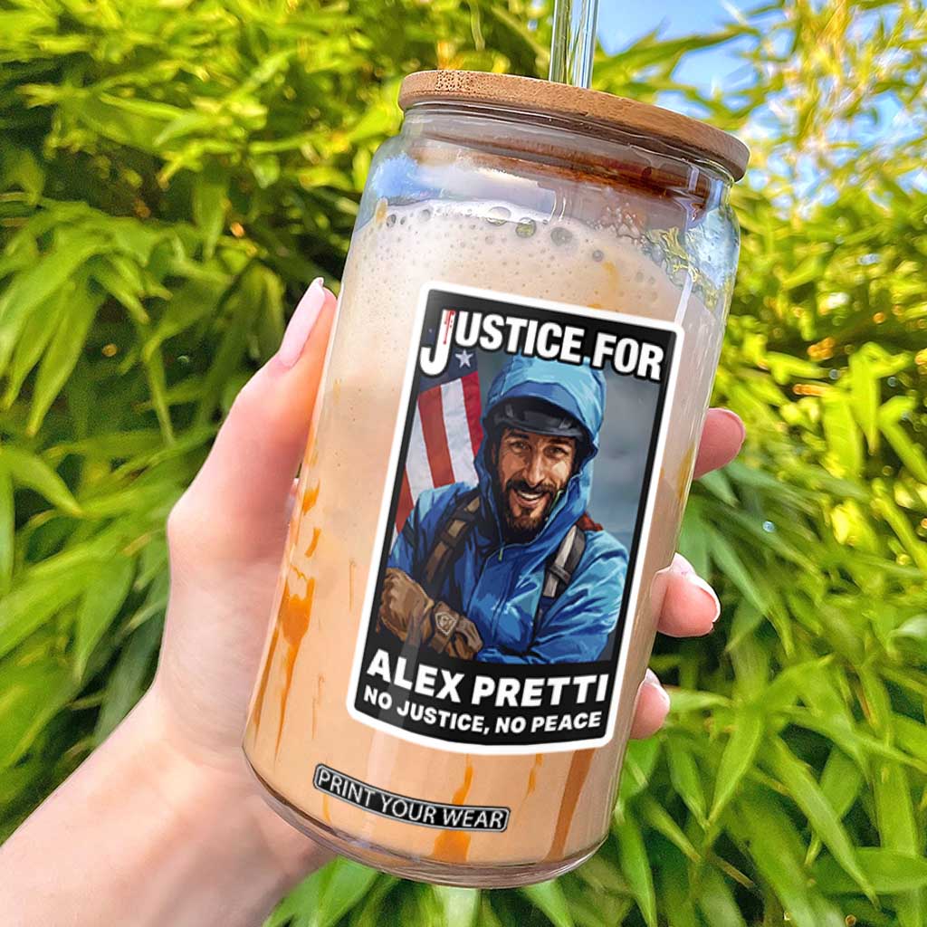 Justice For Alex Pretti Glass Can Minneapolis USA Support Gift TS12 Black Print Your Wear