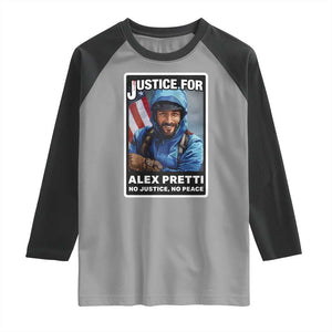 Justice For Alex Pretti Raglan Shirt Minneapolis USA Support Gift TS12 Sport Gray Black Print Your Wear