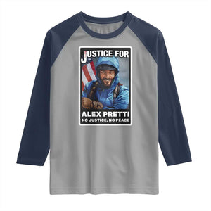 Justice For Alex Pretti Raglan Shirt Minneapolis USA Support Gift TS12 Sport Gray Navy Print Your Wear