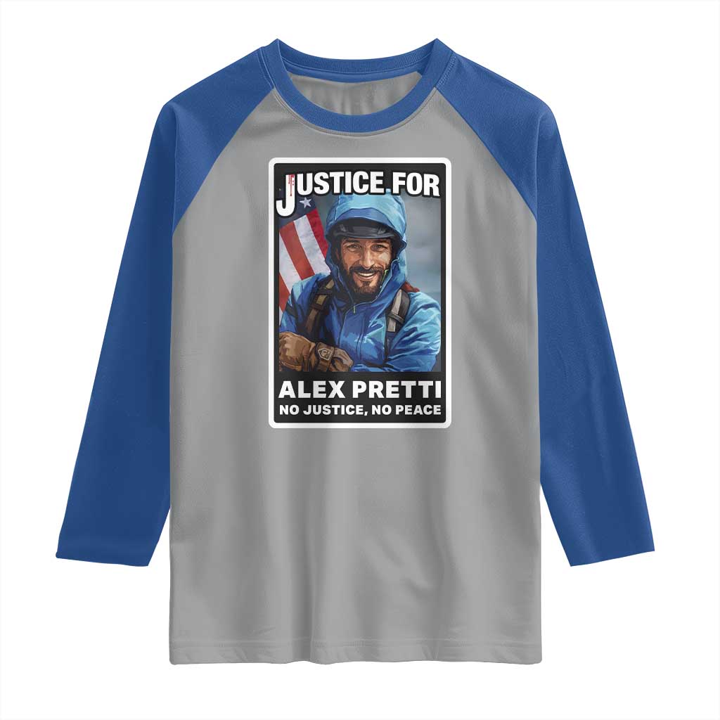 Justice For Alex Pretti Raglan Shirt Minneapolis USA Support Gift TS12 Sport Gray Royal Print Your Wear