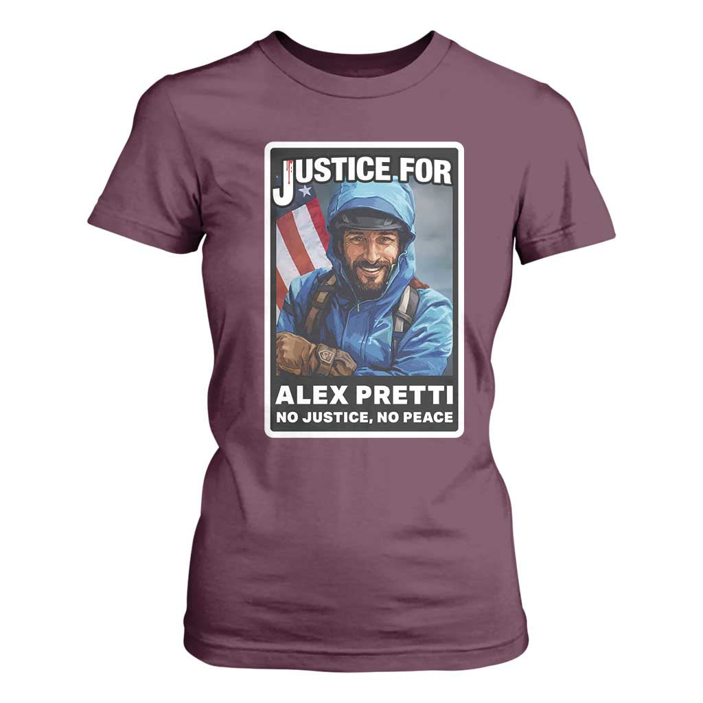 Justice For Alex Pretti T Shirt For Women Minneapolis USA Support Gift TS12 Maroon Print Your Wear