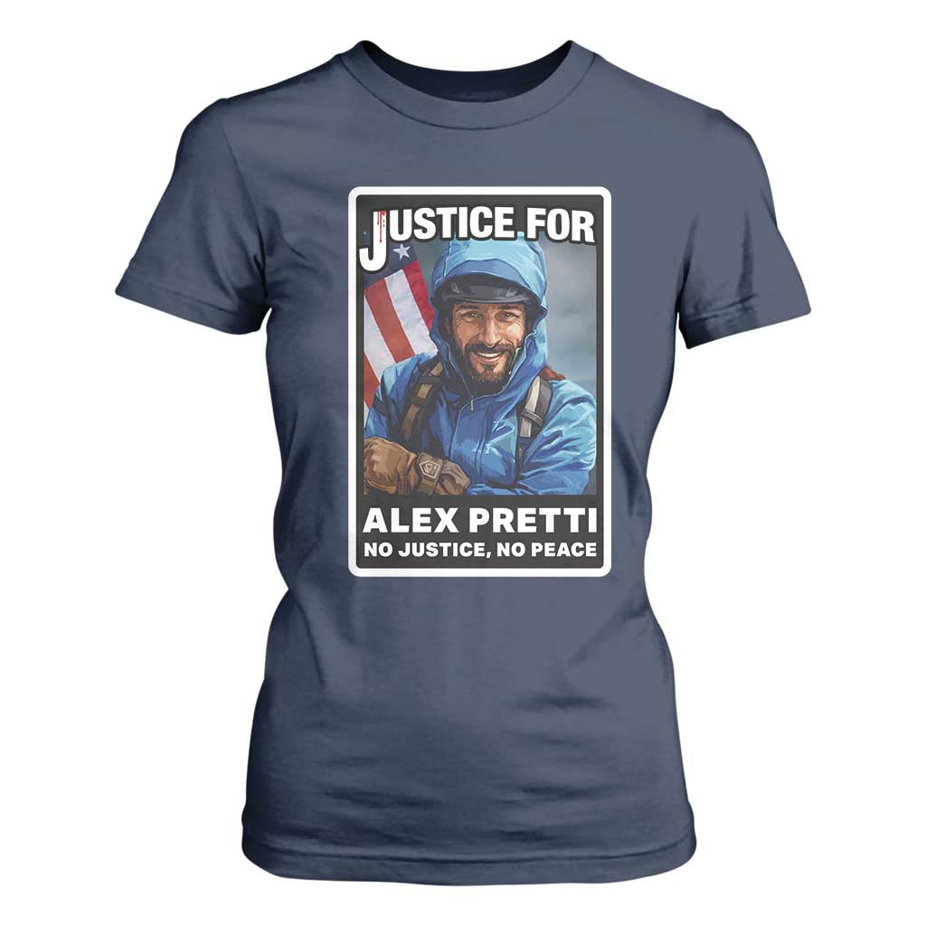 Justice For Alex Pretti T Shirt For Women Minneapolis USA Support Gift TS12 Navy Print Your Wear