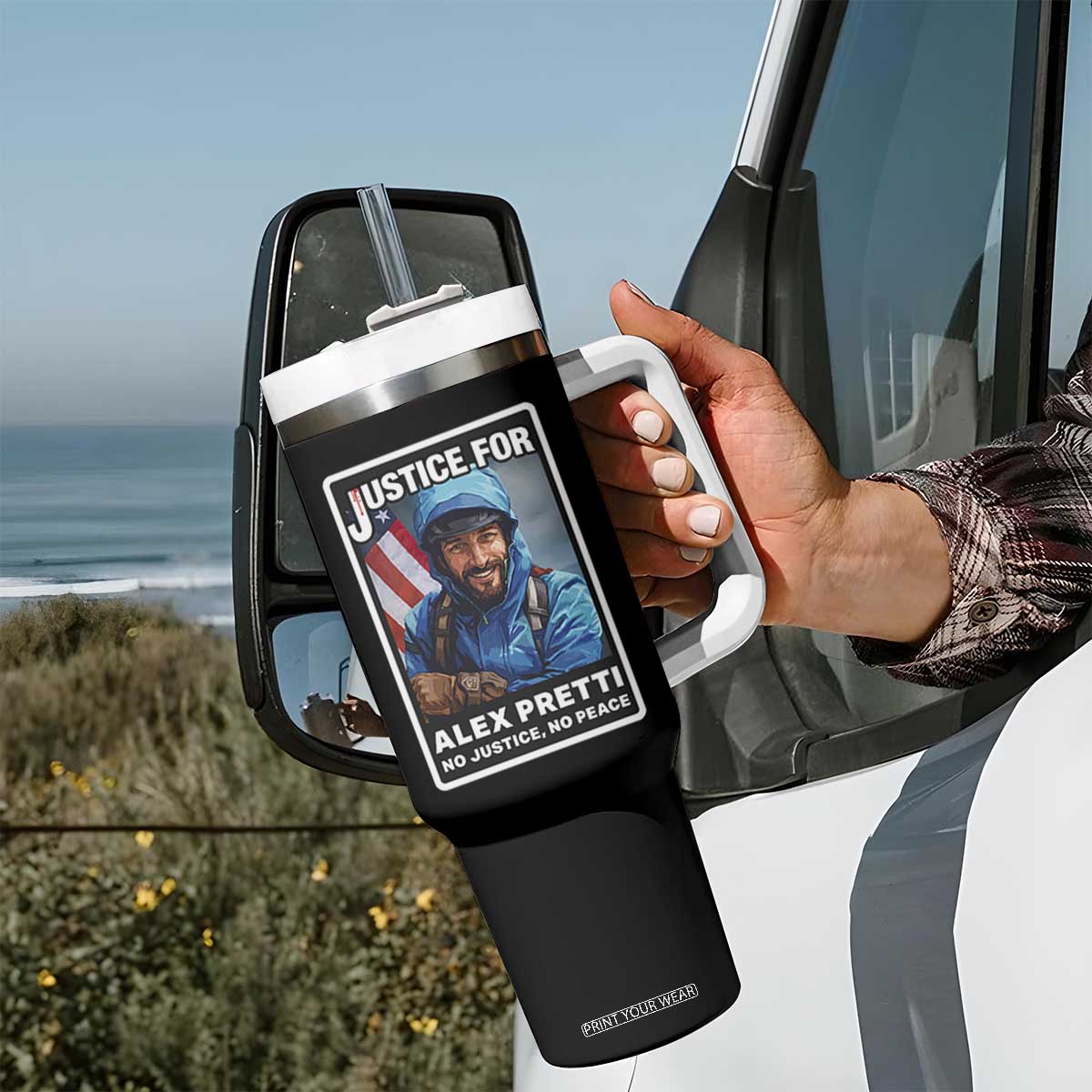 Justice For Alex Pretti Tumbler With Handle Minneapolis USA Support Gift TS12 Print Your Wear
