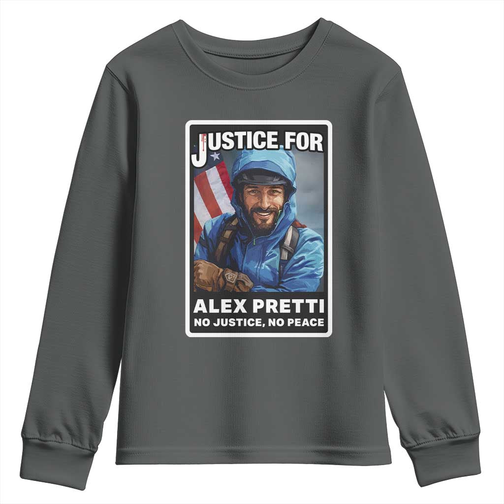 Justice For Alex Pretti Youth Sweatshirt Minneapolis USA Support Gift TS12 Dark Heather Print Your Wear