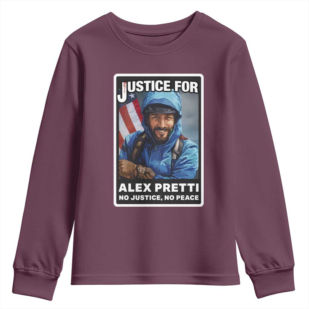 Justice For Alex Pretti Youth Sweatshirt Minneapolis USA Support Gift TS12 Maroon Print Your Wear