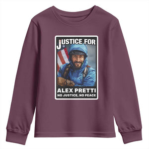 Justice For Alex Pretti Youth Sweatshirt Minneapolis USA Support Gift TS12 Maroon Print Your Wear