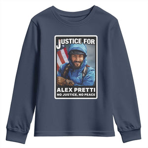 Justice For Alex Pretti Youth Sweatshirt Minneapolis USA Support Gift TS12 Navy Print Your Wear