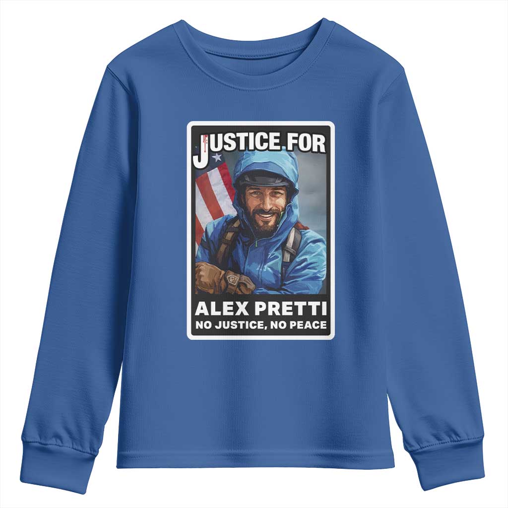 Justice For Alex Pretti Youth Sweatshirt Minneapolis USA Support Gift TS12 Royal Blue Print Your Wear