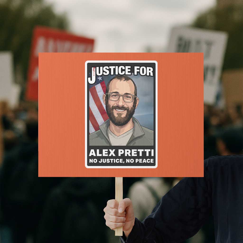 American Flag Minneapolis Support For Alex Gift Protest Sign TS12 Horizontal 18