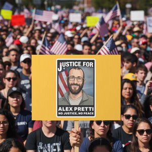 American Flag Minneapolis Support For Alex Gift Protest Sign TS12 Horizontal 18" × 24" Yellow Print Your Wear