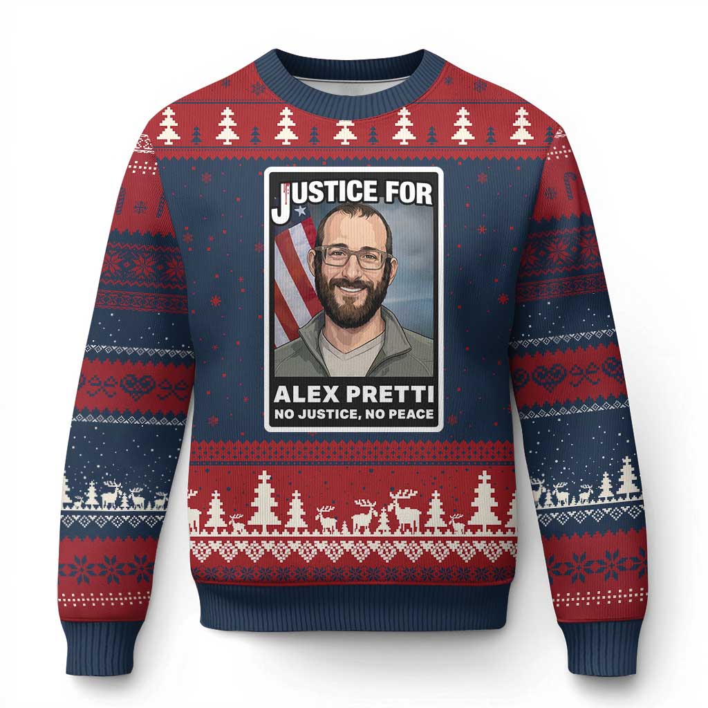 American Flag Minneapolis Support For Alex Gift Ugly Christmas Sweater TS12 Navy Red Print Your Wear