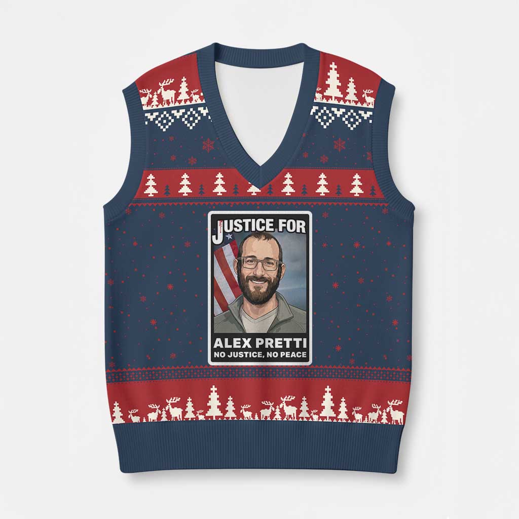 American Flag Minneapolis Support For Alex Gift V-Neck Knit Sweater Vest TS12 Navy Red Print Your Wear