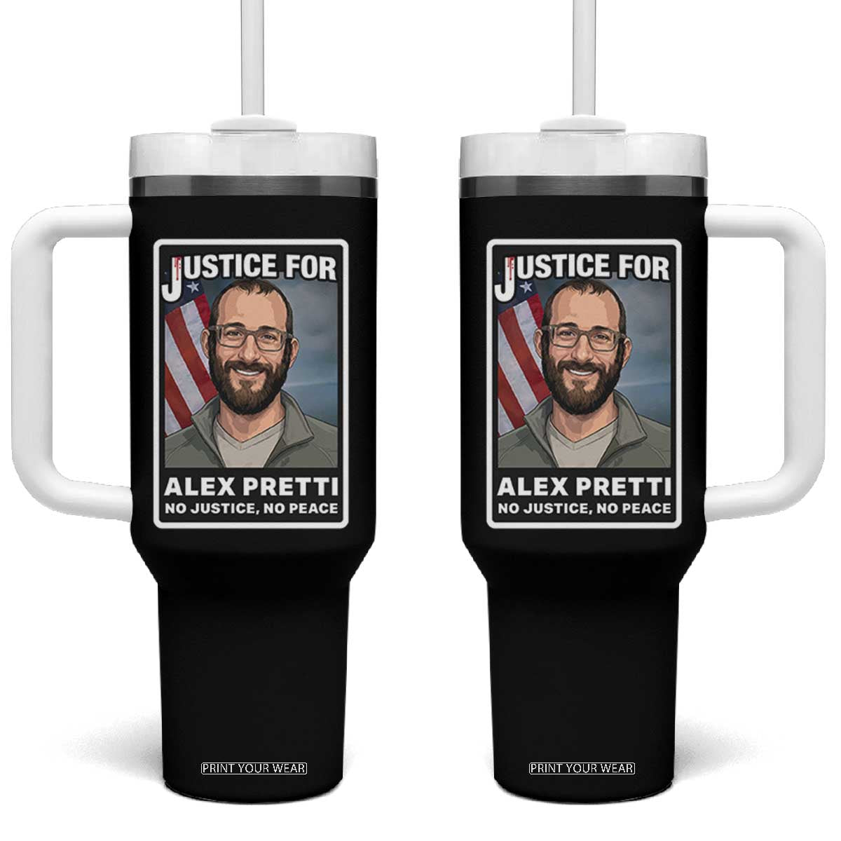 American Flag Minneapolis Support For Alex Gift Tumbler With Handle TS12 One Size: 40 oz Black Print Your Wear
